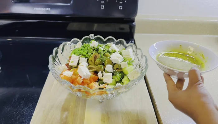 Pour the dressing over the lentil mixture and toss gently to combine.