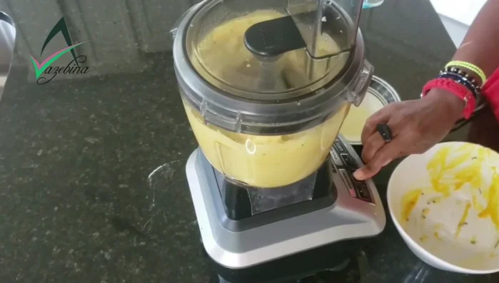 Pour the batter into a prepared baking pan.