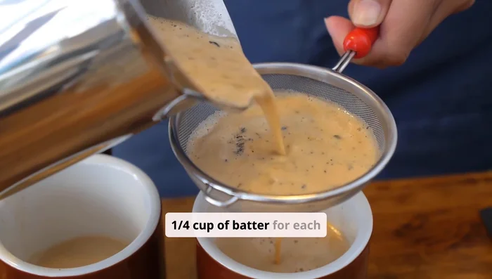 Pour about 1/4 cup of batter per pancake. Cook until bubbles form on the surface and edges look set (about 2 minutes).