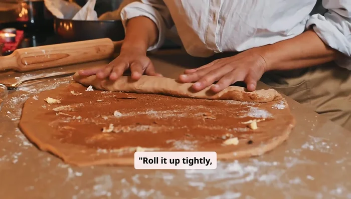 Roll it up tightly starting from the short side and pinch the seam shut.