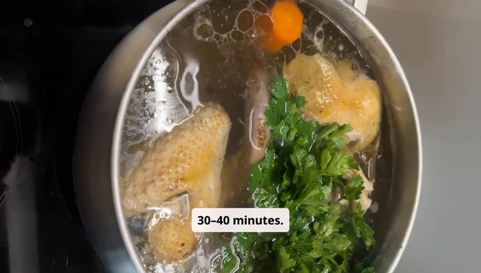 Warm on low heat for 30-40 minutes. Don't boil; just gently infuse to release rosemary's essential oils.