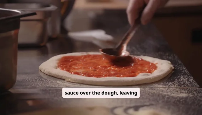 Spread sauce thinly on the dough, leaving a border. Sprinkle with mozzarella cheese and your favorite toppings.