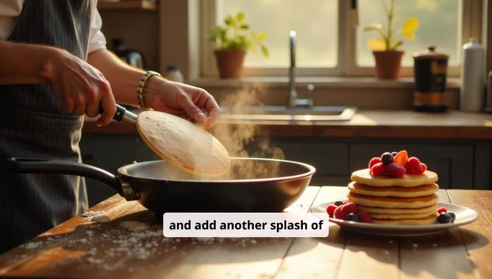 Carefully flip the pancakes, add more water, cover, and cook for another 4-5 minutes until golden brown.