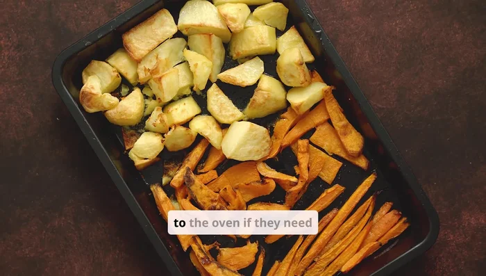 Return vegetables to oven if needed for additional browning while chicken rests.