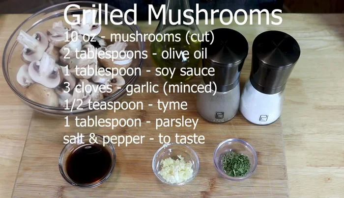 Cut portobello mushrooms in half.