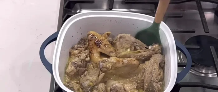 Check chicken for tenderness. Add water if needed. Set aside.