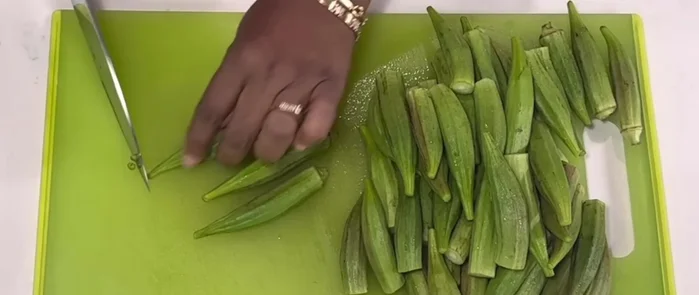 Cut okra into desired size. I prefer small pieces.