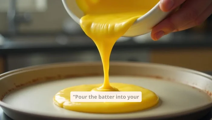 Pour batter onto the prepared baking sheet and spread it thinly (about 1/4 inch thick). Combine the remaining 1/2 cup cornmeal with a teaspoon of water to make coarse crumbs. Sprinkle these crumbs evenly over the batter.
