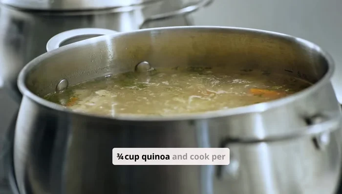 Rinse ¾ cup quinoa and cook per package instructions (roughly 2:1 water to quinoa). Fluff and let cool.